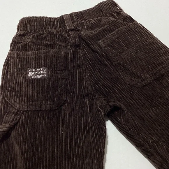 Vintage OshKosh B'Gosh Corduroy Pants Brown Rolled Plaid Cuffs 4T